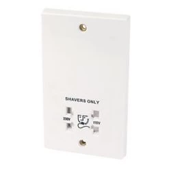 2-Gang Dual Voltage Shaver Socket 110 / 240V White