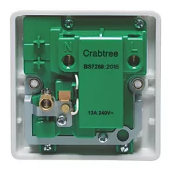 Crabtree Instinct 13A 1-Gang DP Switched Passive RCD Socket White -Cheap Crabtree Switches Store 197HV A2