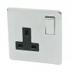 Crabtree Platinum 13A 1-Gang DP Switched Plug Socket Satin Chrome with Black Inserts -Cheap Crabtree Switches Store 20060 P