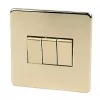Crabtree Platinum 10AX 3-Gang 2-Way Light Switch Polished Brass -Cheap Crabtree Switches Store 20510 P