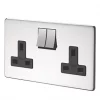 Crabtree Platinum 13A 2-Gang DP Switched Plug Socket Polished Chrome with Black Inserts 1 Crabtree Platinum 13A 2-Gang DP Switched Plug Socket Polished Chrome with Black Inserts -Cheap Crabtree Switches Store 22279 P