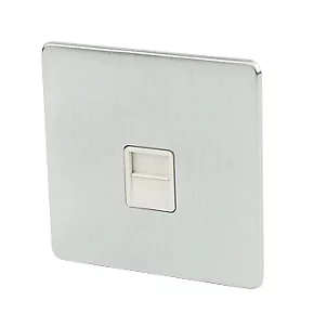 Crabtree Platinum Slave Telephone Socket Brushed Chrome with White Inserts 3 Crabtree Platinum Slave Telephone Socket Brushed Chrome with White Inserts