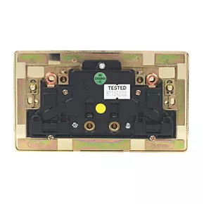 Crabtree Platinum 13A 2-Gang DP Switched Plug Socket Polished Brass with Black Inserts 4 Crabtree Platinum 13A 2-Gang DP Switched Plug Socket Polished Brass with Black Inserts - Image 2