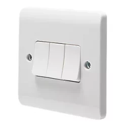 Crabtree Instinct 10AX 3-Gang 2-Way Light Switch White