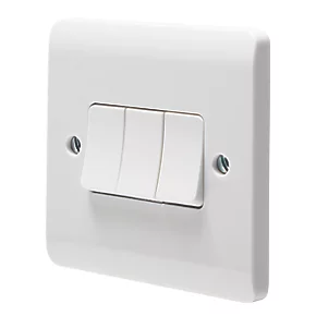 Crabtree Instinct 10AX 3-Gang 2-Way Light Switch White 3 Crabtree Instinct 10AX 3-Gang 2-Way Light Switch White