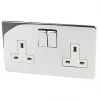 Crabtree Platinum 13A 2-Gang DP Switched Plug Socket Polished Chrome with White Inserts -Cheap Crabtree Switches Store 38000 P