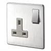 Crabtree Platinum 13A 1-Gang DP Switched Plug Socket Satin Chrome with White Inserts