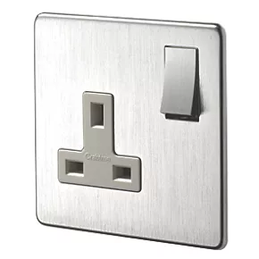 Crabtree Platinum 13A 1-Gang DP Switched Plug Socket Satin Chrome with White Inserts 3 Crabtree Platinum 13A 1-Gang DP Switched Plug Socket Satin Chrome with White Inserts