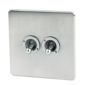 Crabtree Platinum 10AX 2-Gang 2-Way Toggle Switch Satin Chrome 3 Crabtree Platinum 10AX 2-Gang 2-Way Toggle Switch Satin Chrome