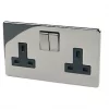 Crabtree Platinum 13A 2-Gang DP Switched Plug Socket Black Nickel with Black Inserts -Cheap Crabtree Switches Store 40825 P