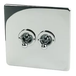 Crabtree Platinum 10AX 2-Gang 2-Way Toggle Switch Polished Chrome