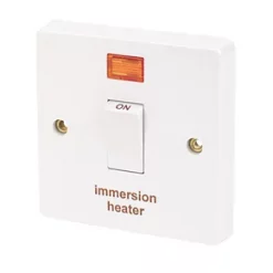 Crabtree Capital 20A 1-Gang DP Immersion Heater Switch White with Neon