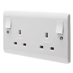 Crabtree Instinct 13A 2-Gang DP Switched Socket White