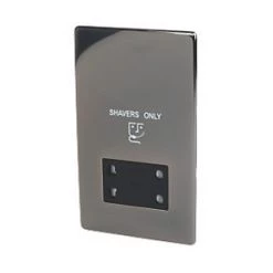 Crabtree Platinum 2-Gang Dual Voltage Shaver Socket 115 / 230V Black Nickel with Black Inserts