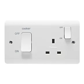 Crabtree Instinct 45A 2-Gang DP Cooker Switch & 13A DP Switched Socket White 4 Crabtree Instinct 45A 2-Gang DP Cooker Switch & 13A DP Switched Socket White - Image 2