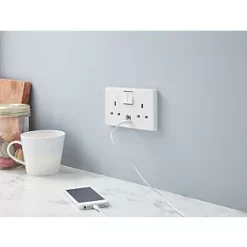 Crabtree Capital 13A 2-Gang DP Switched Socket + 2.1A 2-Outlet Type A USB Charger White -Cheap Crabtree Switches Store 5506V A4