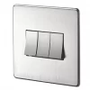 Crabtree Platinum 10AX 3-Gang 2-Way Light Switch Satin Chrome -Cheap Crabtree Switches Store 55749 P