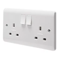 Crabtree Instinct 13A 2-Gang DP Switched Socket White