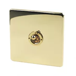 Crabtree Platinum 10AX 1-Gang 2-Way Toggle Switch Polished Brass