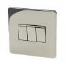 Crabtree Platinum 10AX 3-Gang 2-Way Light Switch Black Nickel