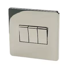 Crabtree Platinum 10AX 3-Gang 2-Way Light Switch Black Nickel