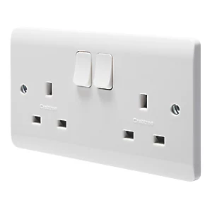 Crabtree Instinct 13A 2-Gang SP Switched Socket White 3 Crabtree Instinct 13A 2-Gang SP Switched Socket White