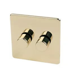 Crabtree Platinum 2-Gang 2-Way Dimmer Switch Polished Brass