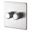 Crabtree Platinum 2-Gang 2-Way Dimmer Switch Satin Chrome