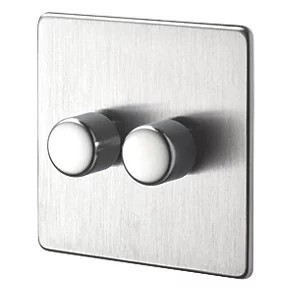 Crabtree Platinum 2-Gang 2-Way Dimmer Switch Satin Chrome 3 Crabtree Platinum 2-Gang 2-Way Dimmer Switch Satin Chrome