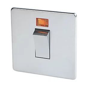 Crabtree Platinum 45A 1-Gang DP Cooker Switch Satin Chrome with Neon 3 Crabtree Platinum 45A 1-Gang DP Cooker Switch Satin Chrome with Neon
