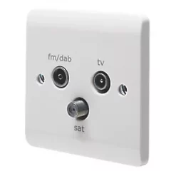 Crabtree Instinct 1-Gang Triplex Multimedia Socket White