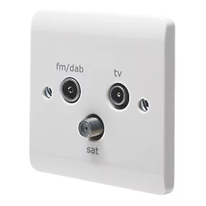 Crabtree Instinct 1-Gang Triplex Multimedia Socket White 3 Crabtree Instinct 1-Gang Triplex Multimedia Socket White