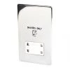 Crabtree Platinum 2-Gang Dual Voltage Shaver Socket 115 / 230V Polished Chrome with White Inserts